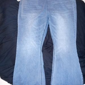 Light Blue bell bottom jeans with elastic waistband